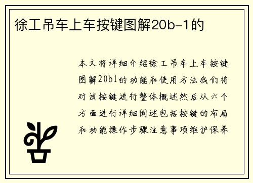 徐工吊车上车按键图解20b-1的